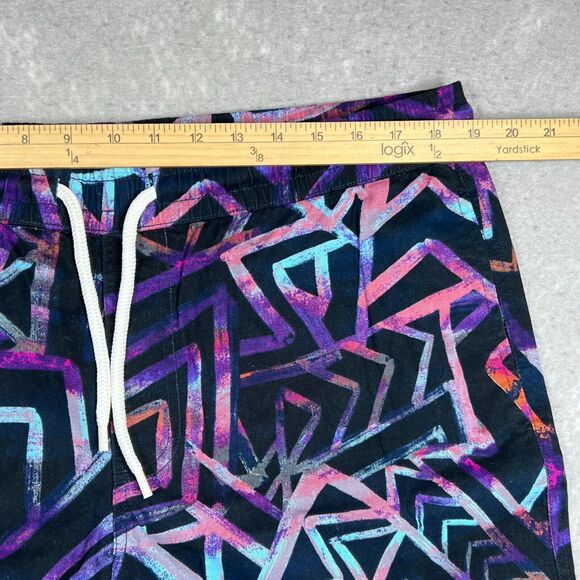 Zipcode Est 1992 Shorts Mens Size XL Black & Purple Geometric Print Cotton Chino - Picture 6 of 10